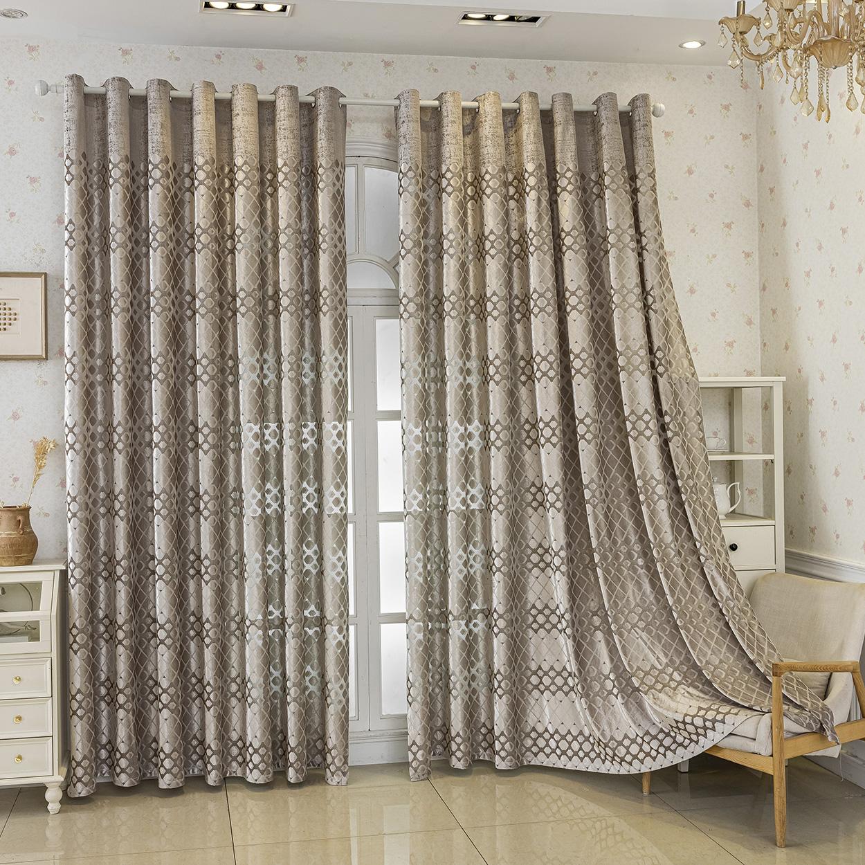 Geometric Pattern Window Curtain Panel, Easy Install Curtain, Modern Grommet Privacy Curtain for Living Room, Balcony, Bedroom and Restaurant, Home Decorative