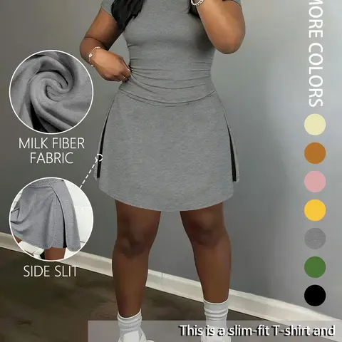 【Black Friday】Women's Short Sleeve Casual Sporty Set, Activewear, 2-Piece Women's Fashionable Daily & Active Lifestyle Workout Outfit