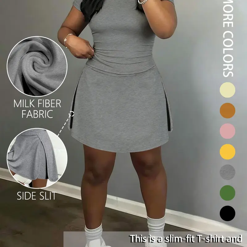 【Black Friday】Women's Short Sleeve Casual Sporty Set, Activewear, 2-Piece Women's Fashionable Daily & Active Lifestyle Workout Outfit