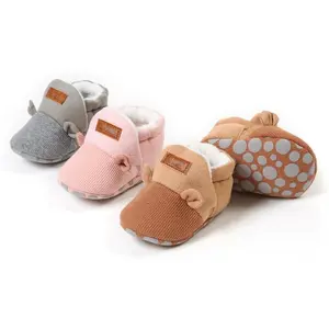 Infant Baby Boys Girls Slippers Cozy Fleece Booties Soft Bottom Warm Cartoon Socks Newborn Crib Shoes