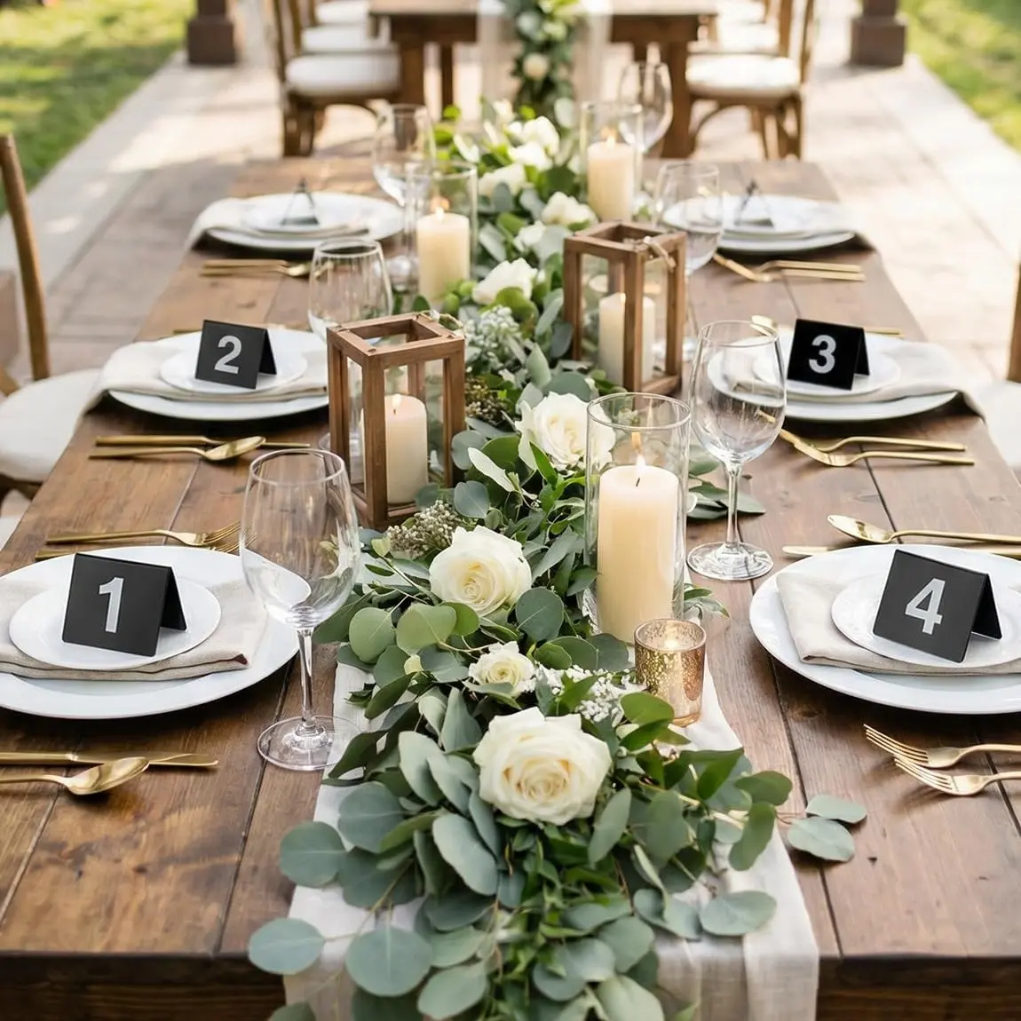 Acrylic Table Numbers Set, Double-Sided Tent Style Digital Cards, Ideal for Weddings, Parties, Banquets, Cafes