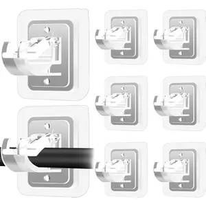【2026 Curtain Rod Brackets】8PCS No Drill Curtain Rod Brackets No Drilling Self Adhesive Curtain Rod Holder Hooks Nail Free Adjustable Curtain Rod Hooks Curtain Hangers for Bathroom Kitchen Home Bathroom and Hotel (Transparent)