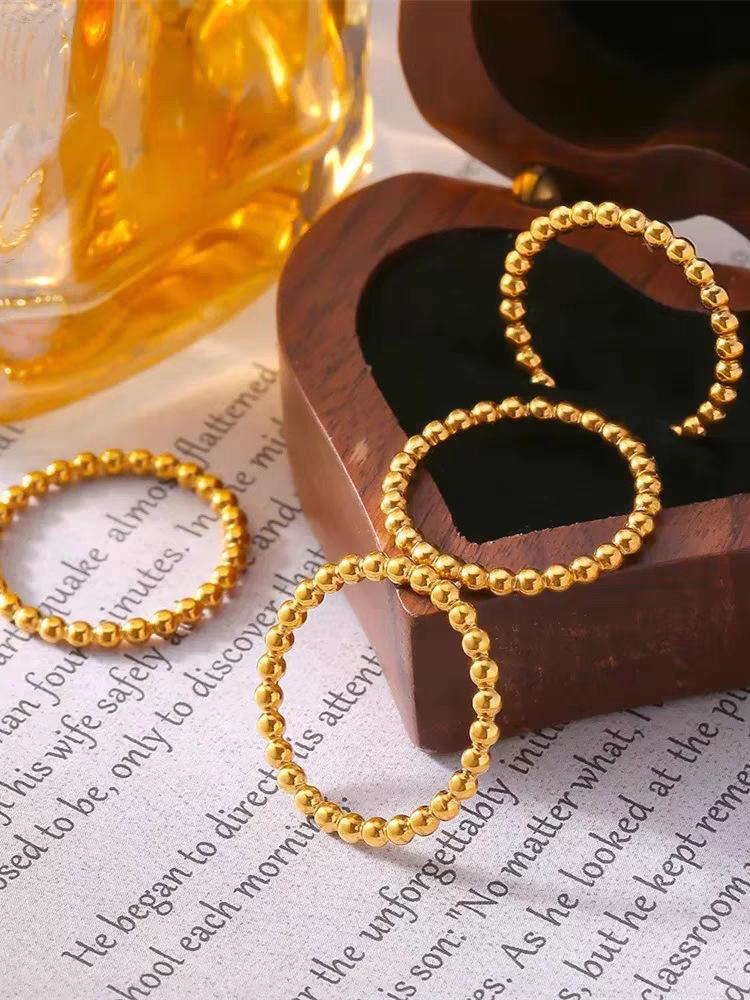 New stainless steel round bead ins ring from Europe and America, fashionable, light luxury and personalized plated ring jewelry