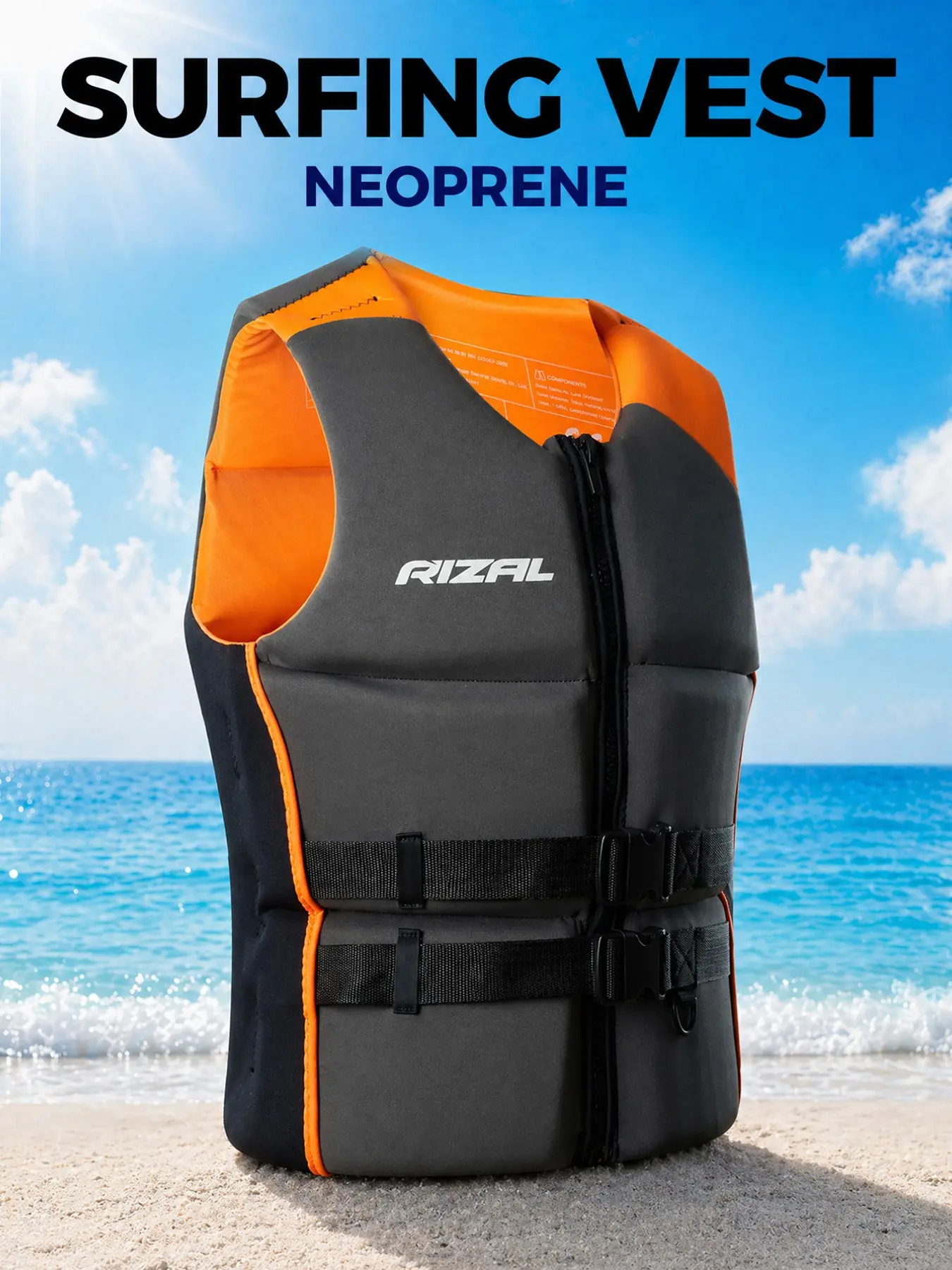 Adjustable Buoyancy Vest, 50n+ Floatation, Unisex Summer Water Sports Gear, Ideal for Swimming, Beach, Surfing, Kayaking