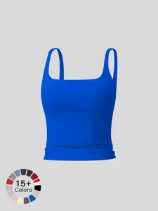Women's Solid Color Sports Tank Top, Tight Sports Vest, Casual Comfy Breathable Sleeveless Sports Top for Yoga Gym Workout Running, Ladies Sportswear for All Seasons, Soft Stretchy Activewear