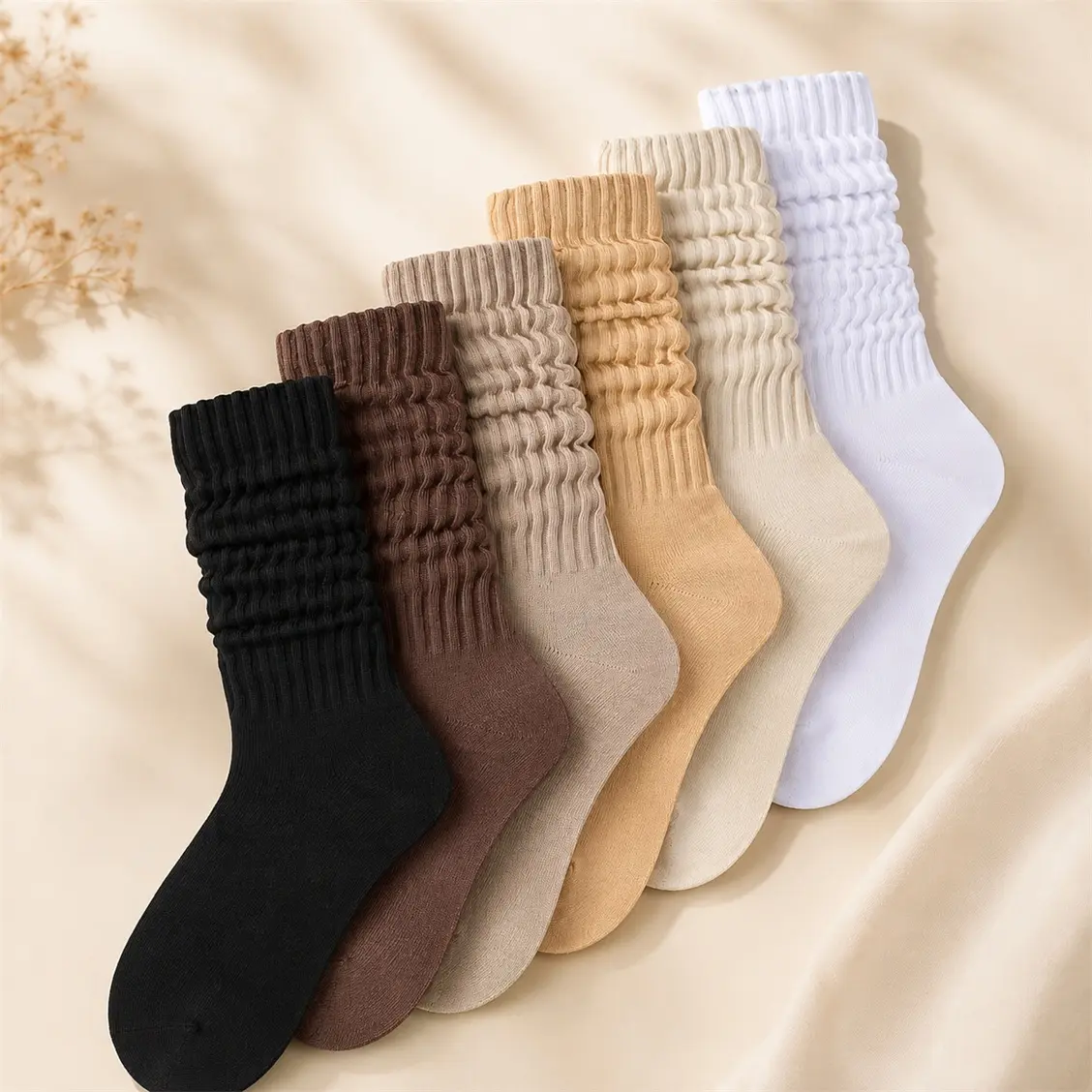 6 Pairs Women’s Cozy Ribbed Slouch Socks, Soft Warm Winter Crew Socks, Casual Knitted Leg Warmers Style Socks, Thick Comfortable Socks for Daily Wear, Home, Travel & Cold Weather Outfits