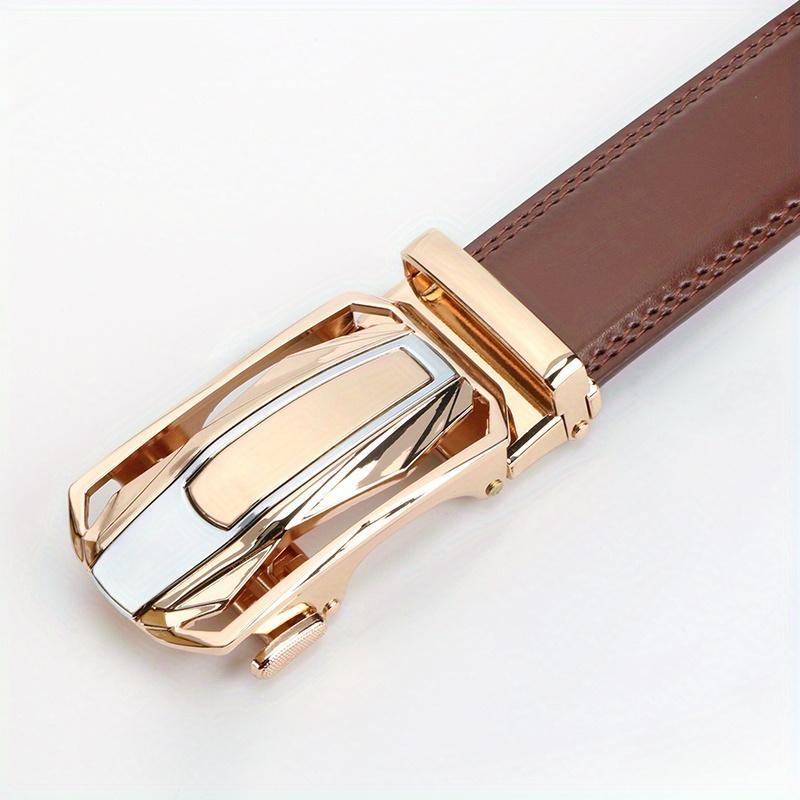 1pcs Genuine Leather Ratchet Belt for Men - Adjustable Automatic Buckle, Versatile Casual Business Style, Durable Alloy Buckle, High-Quality Leather Panel, Easy to Wear And Suitable for Any Occasionvalentine'S Day