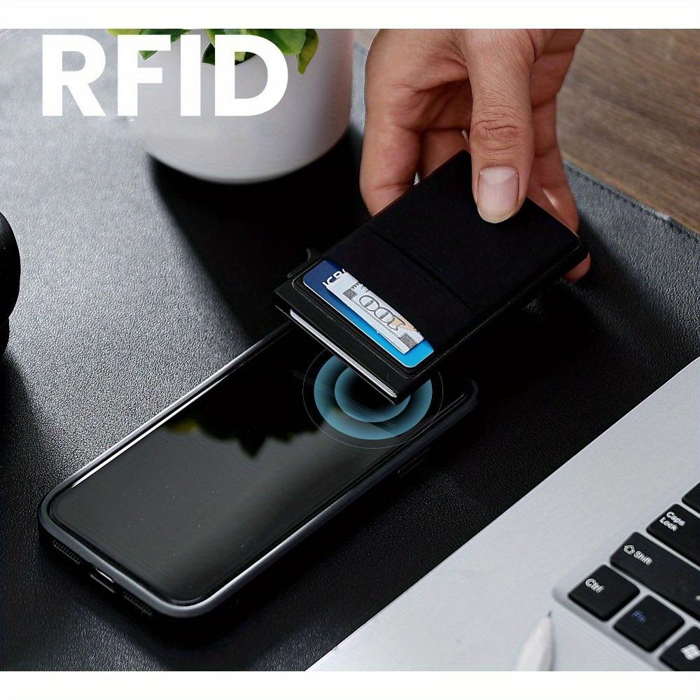 RFID Blocking Wallet Men Card Holder Slim Automatic Pop Up Large Capacity Detachable Magnetic Leather Wallet Phone Case