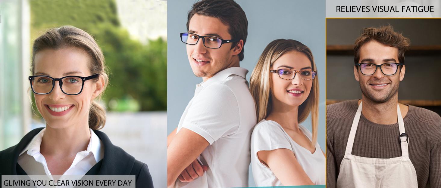 5 Pack Blue Light Blocking Reading Glasses,Spring Hinge Readers for Women Men,Anti UV Ray Filter Nerd Eyeglasses