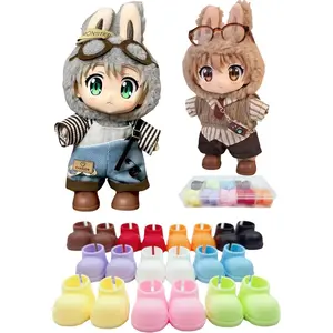 Doll Shoes for Labubu,10 Pairs Cute Labubu Shoes Set,Including Pink Labubu Boots,17cm Labubu Accessories(no Doll)