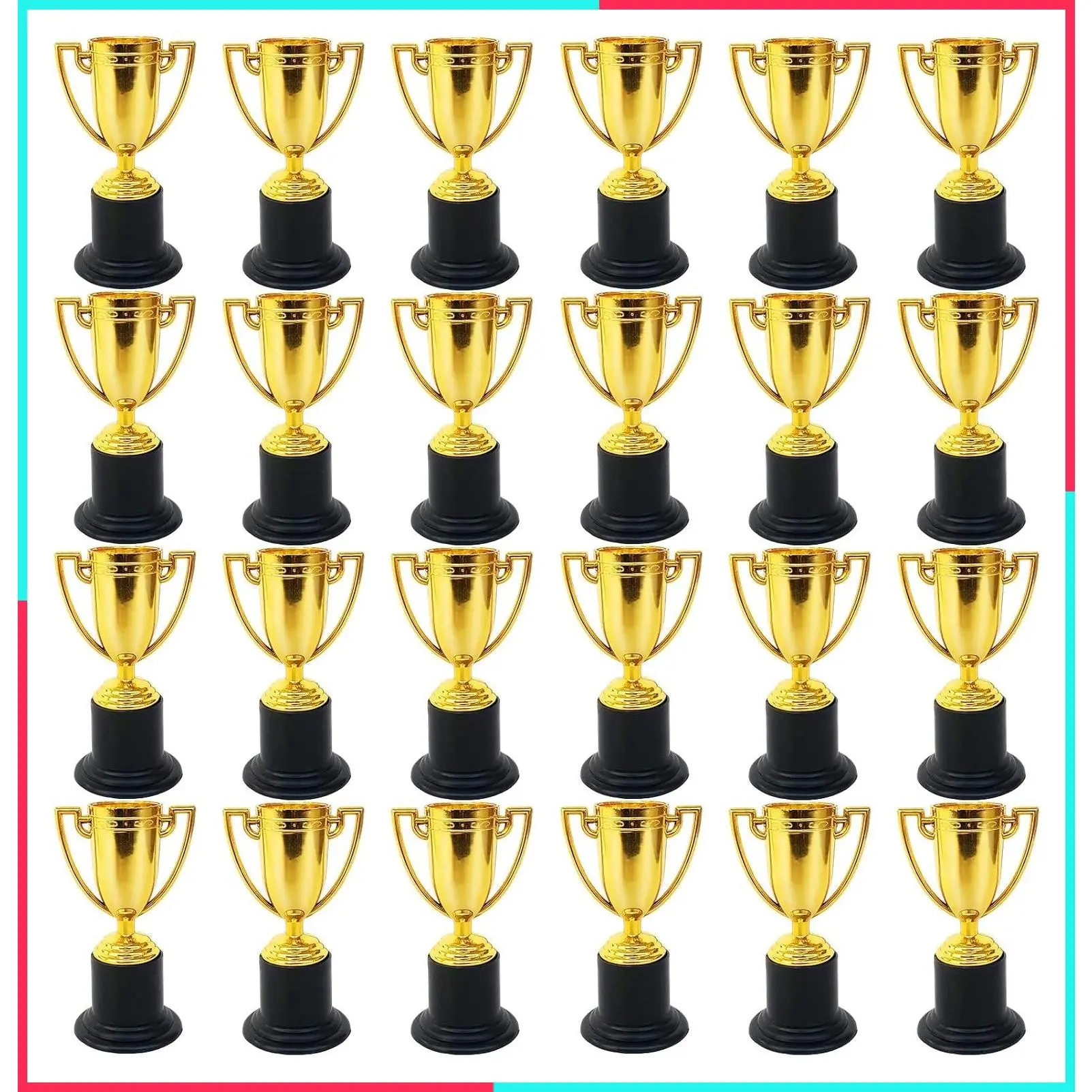 24 Pack Mini Gold Trophy Cups for Kids Awards - Plastic Participation Trophies for Party Favors, Rewards, Props, Sports, Competitions (4 in)