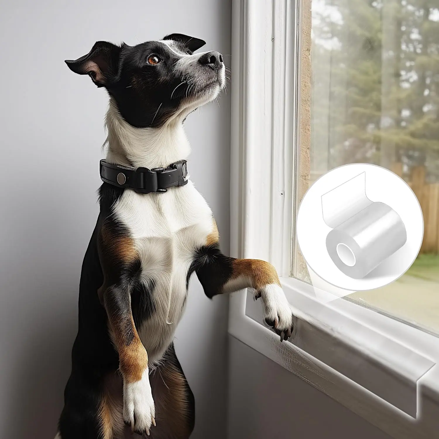 Clear Door Protector from Dog Scratching 4in x 3.3ft |   Window Sill Protector & Furniture Guard, Anti-Cat Dog Scratch Slobber, Glass Car Door Couch Protection