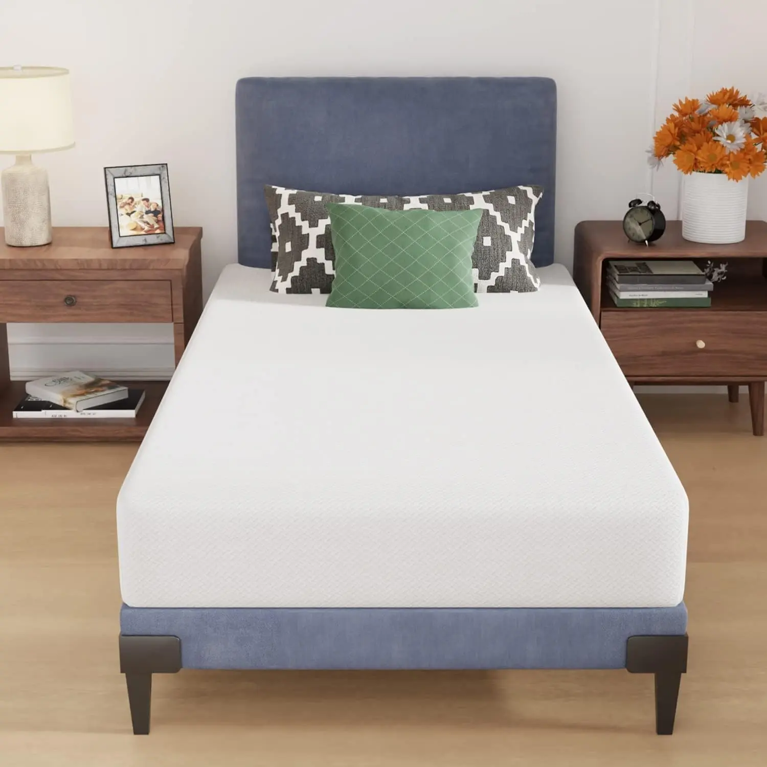 8 Inch Twin Mattress | Medium Firm Base Foam Mattress | Removable Washable Zipper Cover | Breathable & Comfortable | White | Bed in a Box | CertiPUR-US Certified