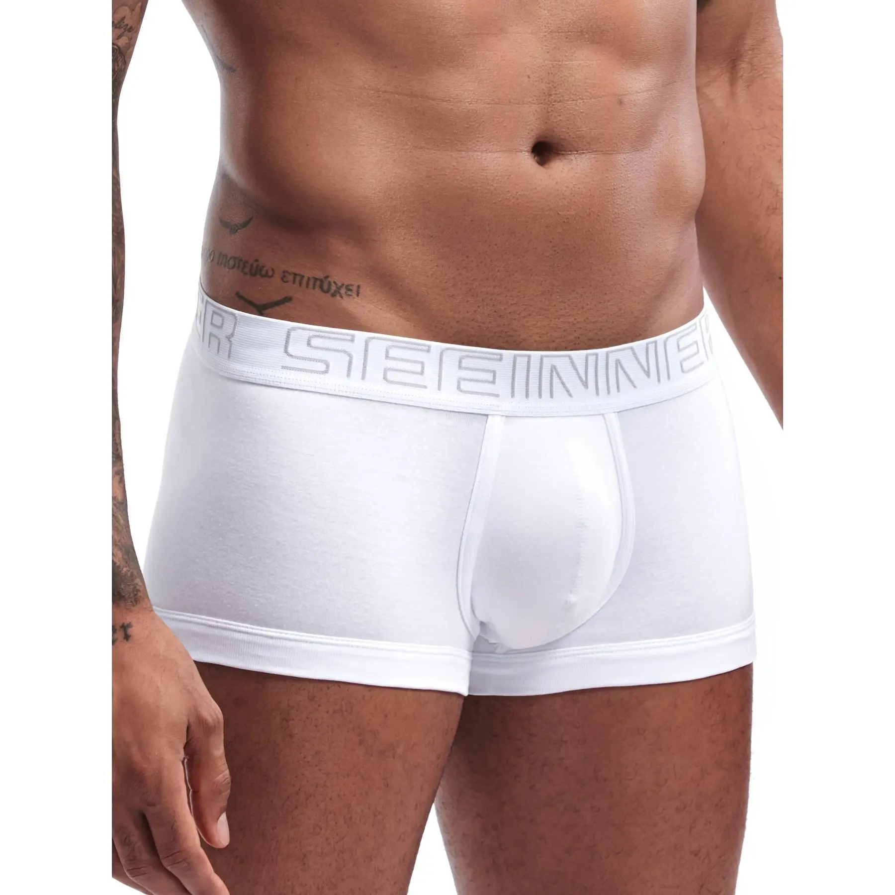 4-Pack Men'S Boxer Briefs - Breathable Cotton, Moisture-Wicking, Wide Elastic Waistband, Comfort Fit for Casual Attire, Solid Colors (White & Black), Breathable Underwear, Sleek Underwear, Durable Underwear, Sweat-Resistant