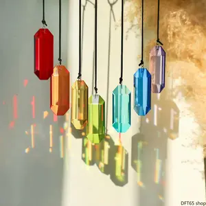 Mixed Clear Crystal Prism Hanging Sun Catcher Polished Light Refracting Glass Components Produce Rainbow Light Projection For Indoor Window Household Backyard Garden Calming Natural Light Reflecting Minimalist Hanging Decor Accessory