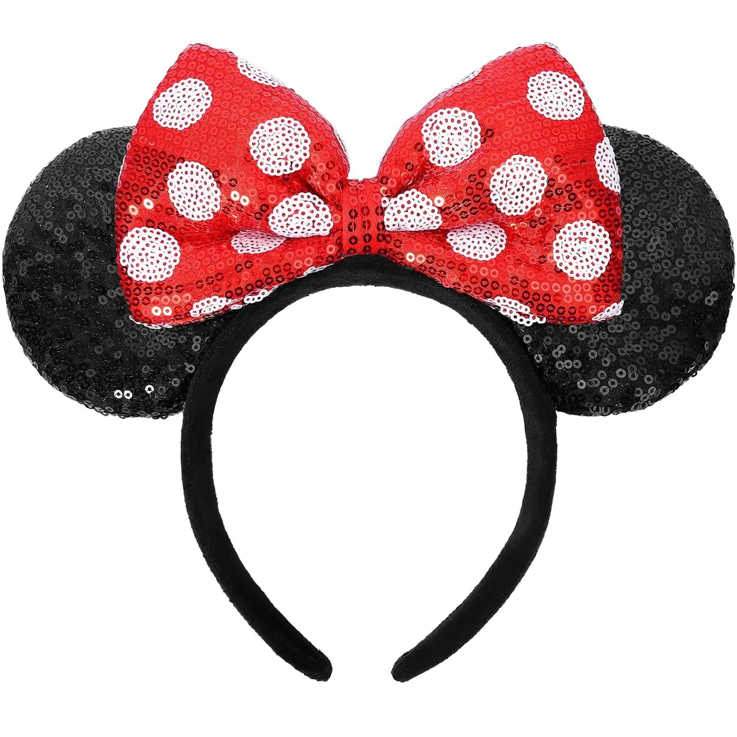 Mouse Ears Headbands, Sequin Mouse Ears for Women, Shiny Bow Headband for Cosplay Costume Party Decorations Hair Accessories