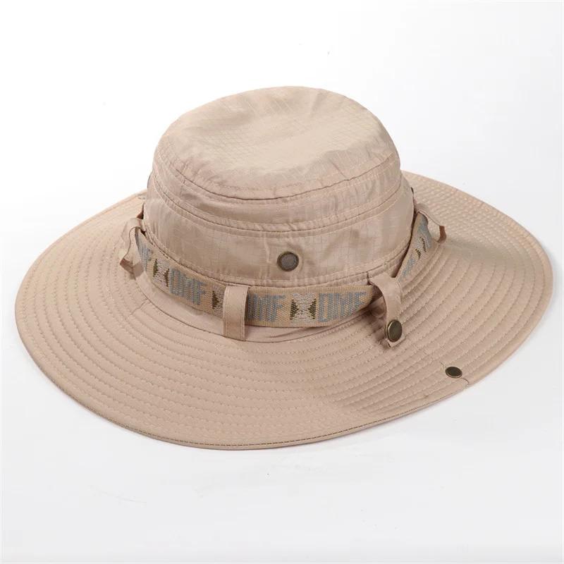 Summer Men Women Breathable Bucket Hat Outdoor UV Protection Wide Brim Panama Hat for Safari Hunting Hiking Mesh Fisherman Caps