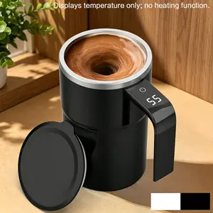 Smart Coffee Mug with Lid – Self-Stirring Mug with Temperature Display & USB Charging; Suitable for Coffee, Tea, Hot Chocolate, and Mixing Milk or Cocoa; Ideal for Office, Kitchen, or Travel; Great Holiday Gift.