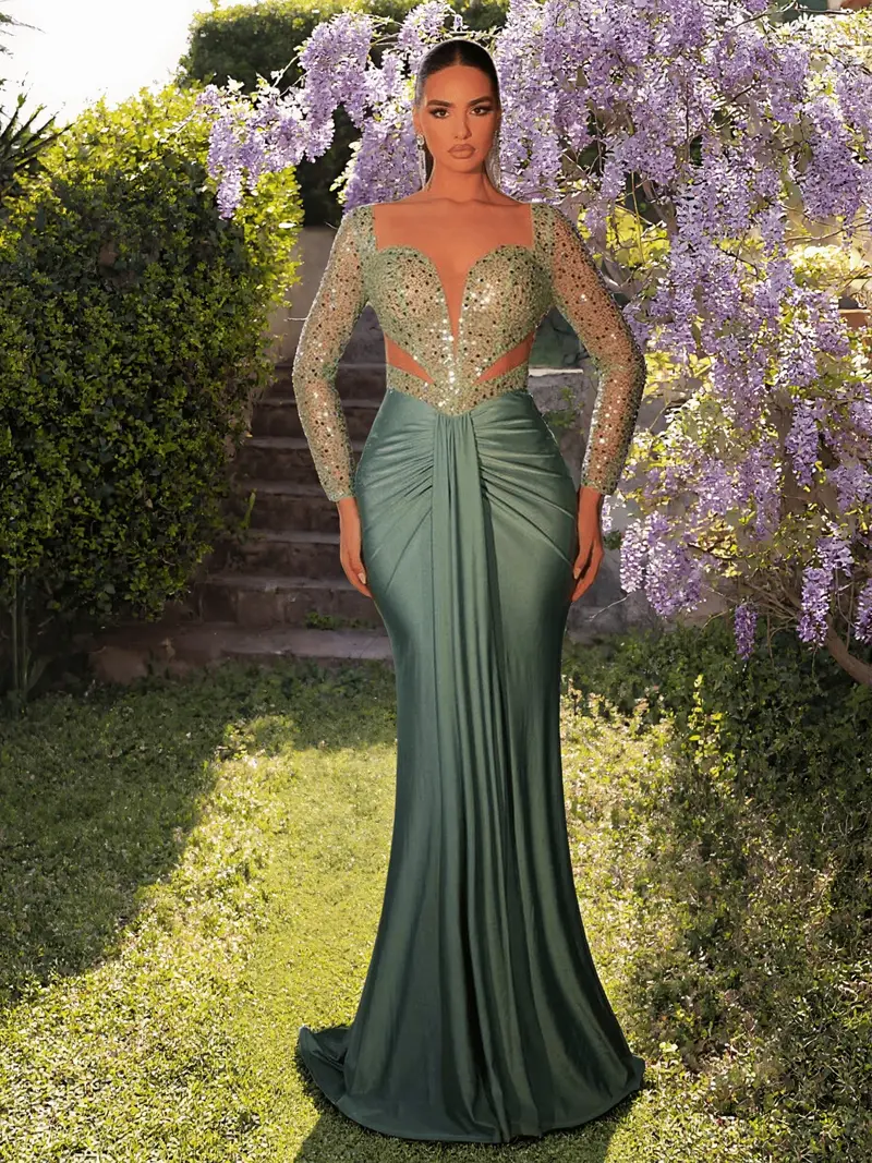 dark green dress for prom Dark Green Prom Dresses Straps Ruched Floor Length Sheath Prom Dress W