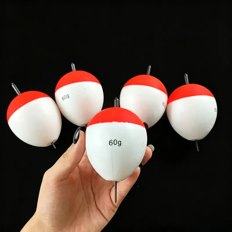 5Pcs Long Casting Fishing Float Set, 40g/60g Universal Foam Vertical Floats, Bright Red High Visibility Foam Bobbers, Fishing Accessories for Freshwater and Saltwater Fishing