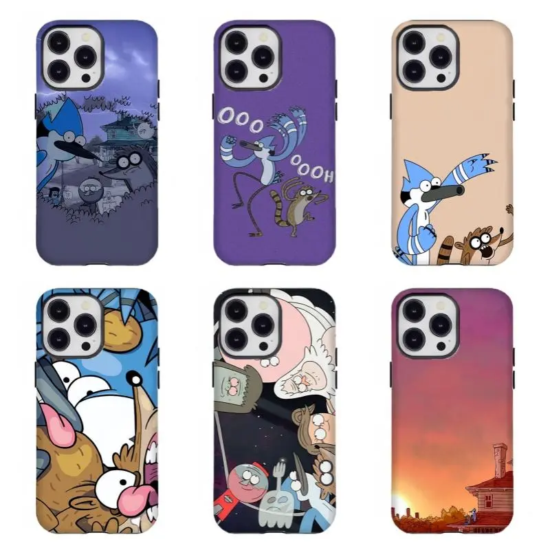 Regular Show Custom Smartphone Case - Mordecai Rigby Print Shell, Handheld Phone Accessory Compatible for iPhone 11-17 and for samsung S21-S25, Classic Cartoon Fan Gift