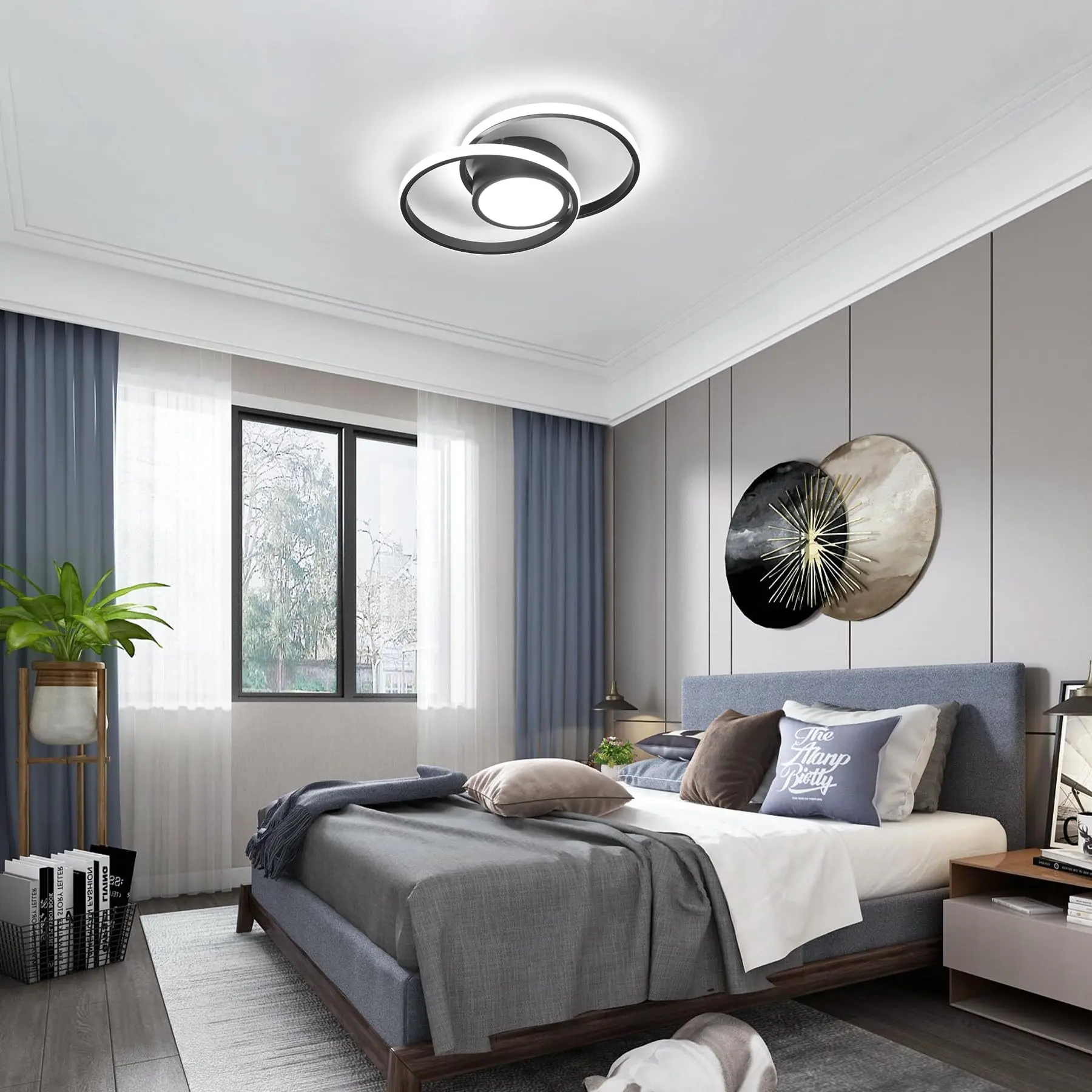 Small Modern LED Ceiling Light,Nordic style pendant light, LED Flush Mount Ceiling Light Fixture, 2 Rings Creative Design Ceiling Lamp Indoor Lighting Fixtures for Hallway Living Room Bedroom Kitchen Office, LED Lights Ceiling