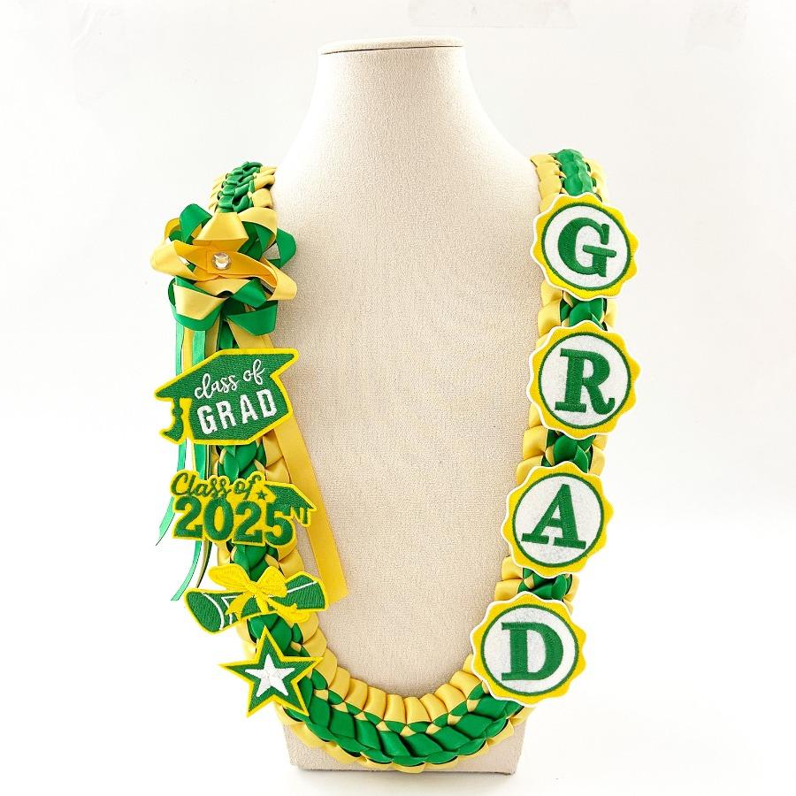 Graduation Leis Class of 2026 Grad Ribbon Double Braided Necklace with Graduation Cap 2026 GRAD Patches Handmade Leis Grad Gifts for Graduates Senior College Students Daughter Couples for Graduation Ceremony Party Celebration with Honor Rope Set