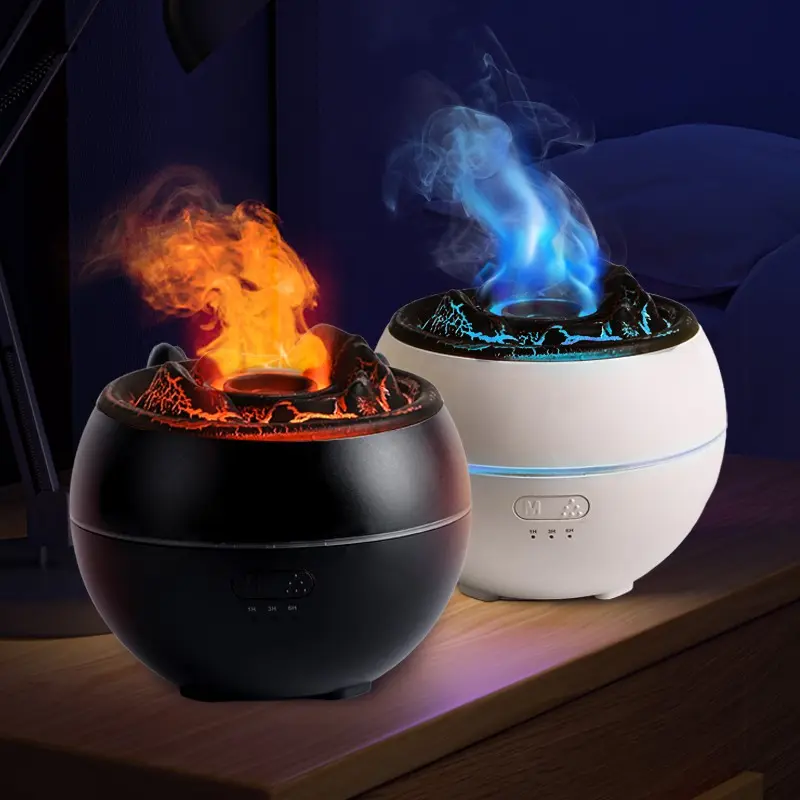 USB Powered Flame Cracked Design Aroma Diffuser, Creative Flame Design Essential Oil Diffuser, Color Changing Air Humidifier, Aromatherapy Diffusers