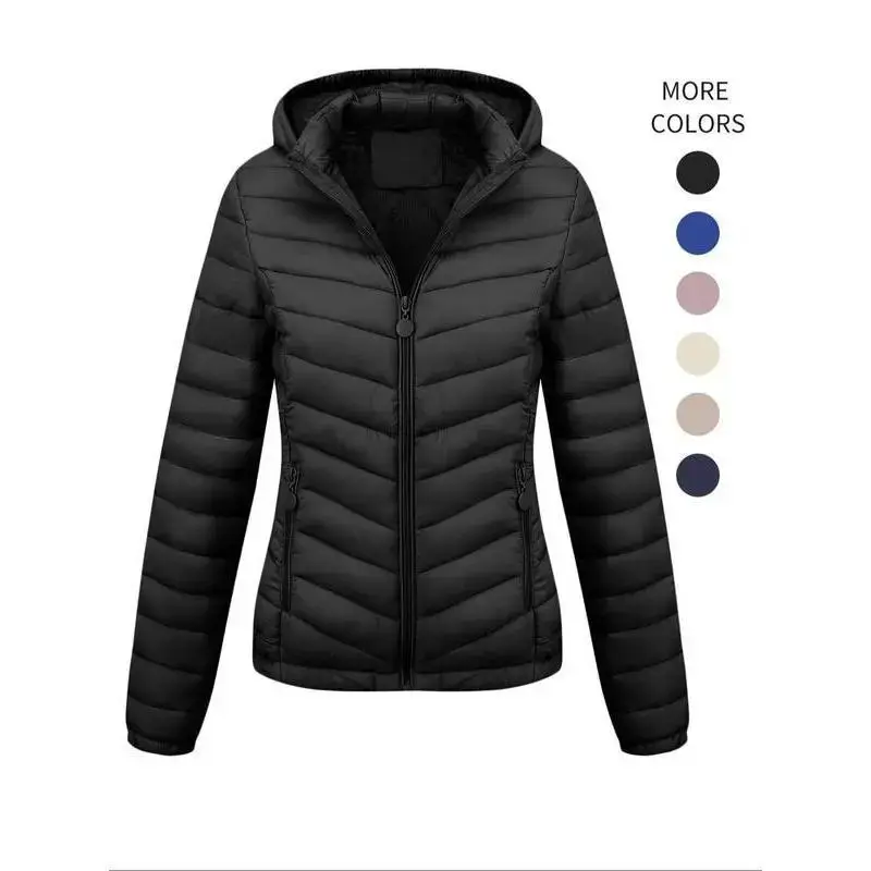 Women's Solid Zip-Up Hooded Winter Coat - Long Sleeve Thermal-Lined Outerwear