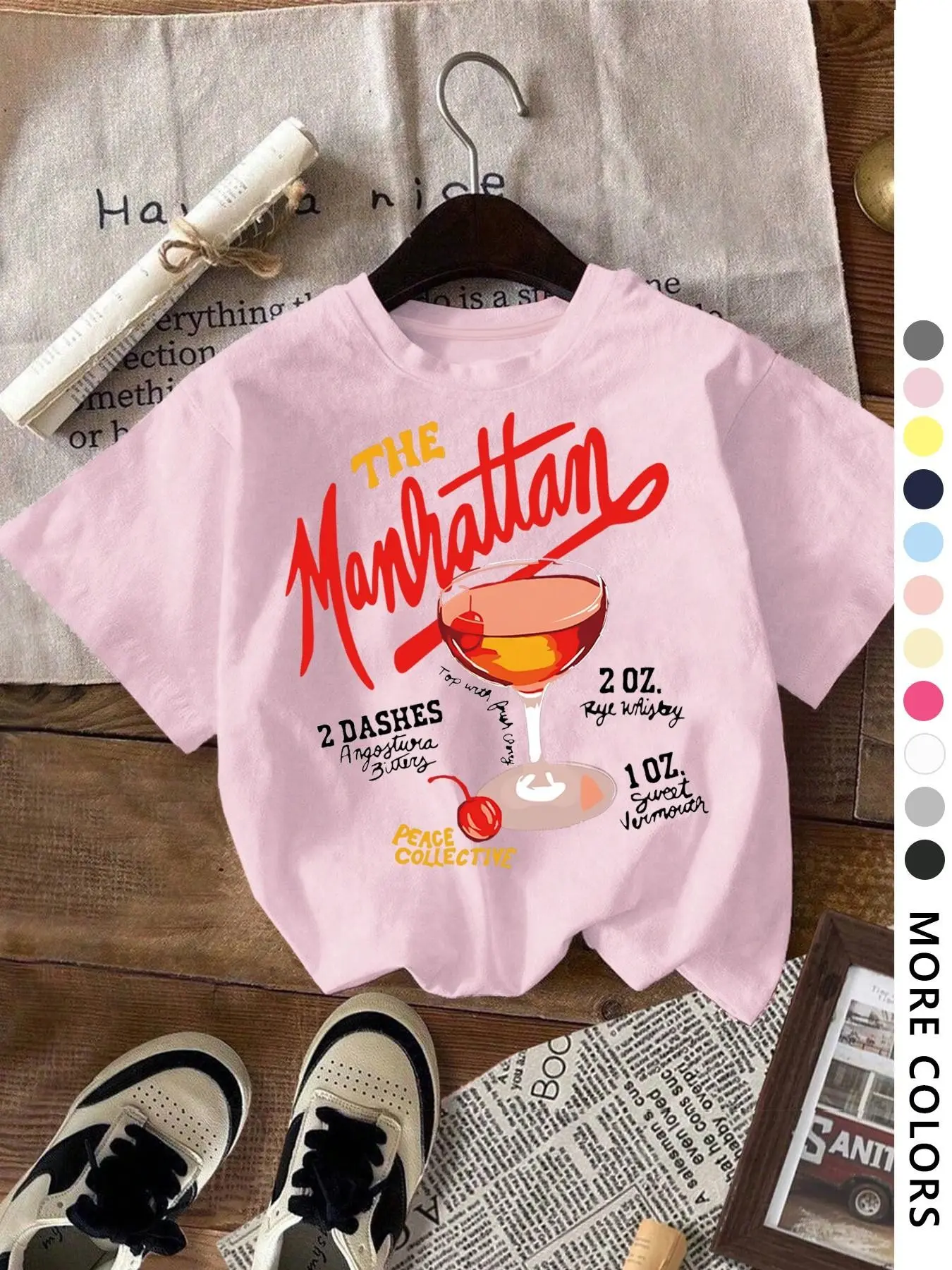 Women's Graphic Tee, Short Sleeve, Loose Fit, Large Size, Milk Silk Fabric, Comfortable, Youthful, Fashionable, Street Style, Sweet, Simple, Y2K