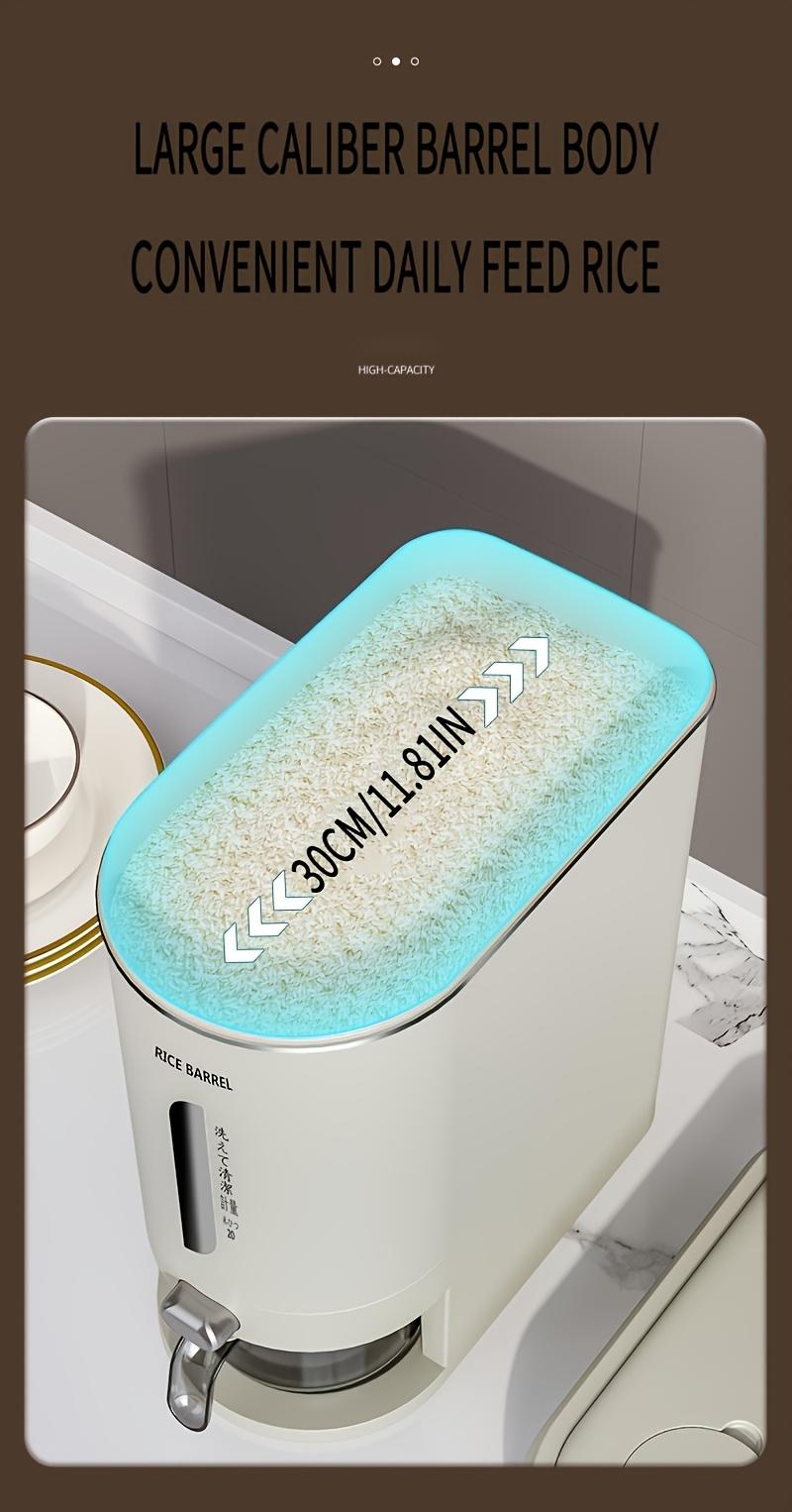 1 Pc Large Capacity Automatic Rice Dispenser, Food Grade Plastic Moisture-Proof Insect-Proof Sealed Tank, One‑Key Quantitative Rice Output, Home Kitchen Countertop Grain Storage
