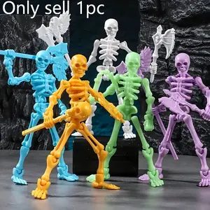 360° Poseable Skeleton Model, Articulated Joints, Interchangeable Weapons and Accessories, Halloween Decoration, Collectible Display