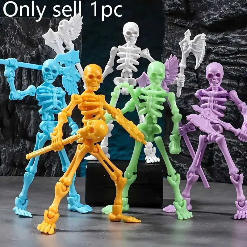 360° Poseable Skeleton Model, Articulated Joints, Interchangeable Weapons and Accessories, Halloween Decoration, Collectible Display, Articulated Figures