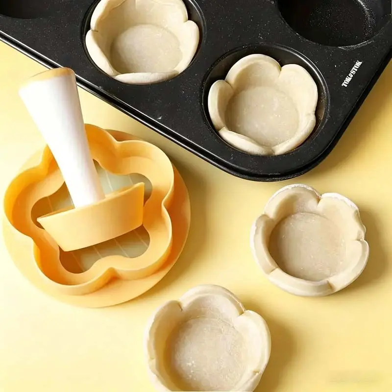 Flower Shaped Pastry Dough Tamper Set, Cake Cup Presser & Biscuit Mold, DIY Baking Tool