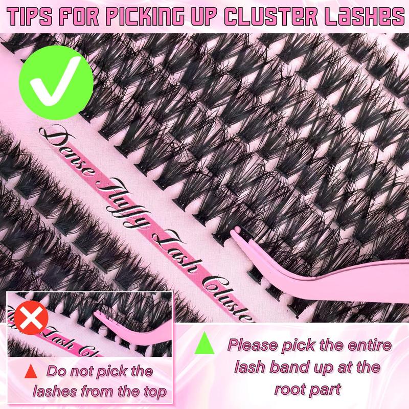 Natural Look Eyelashes Extension Set, DIY Eyelash Extensions, 1 Set Eyelashes Clusters & Lashes Glue & Tweezers & Brush, Eye Makeup Accessories for Women, Eyelash Extension Kit Cosmetic