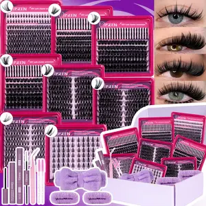 10 Styles Lash Clusters Kit 40D-100D& Bottom&Spiky Styles 1 Set Mixed Length Individval Eyelash Extensions Kit,Self Grafting False Eyelashes with Tweezers&Glue&Remover&Hairband,Prefessional Eye Makeup Accessories for Women