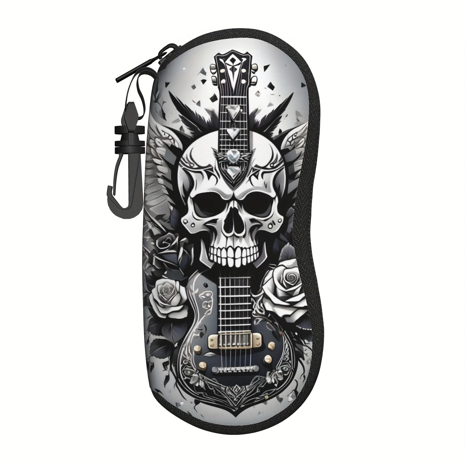 Skull Print Hard Glasses Case, Portable Eyeglasses & Sunglasses Storage Box, Perfect Daily Gift