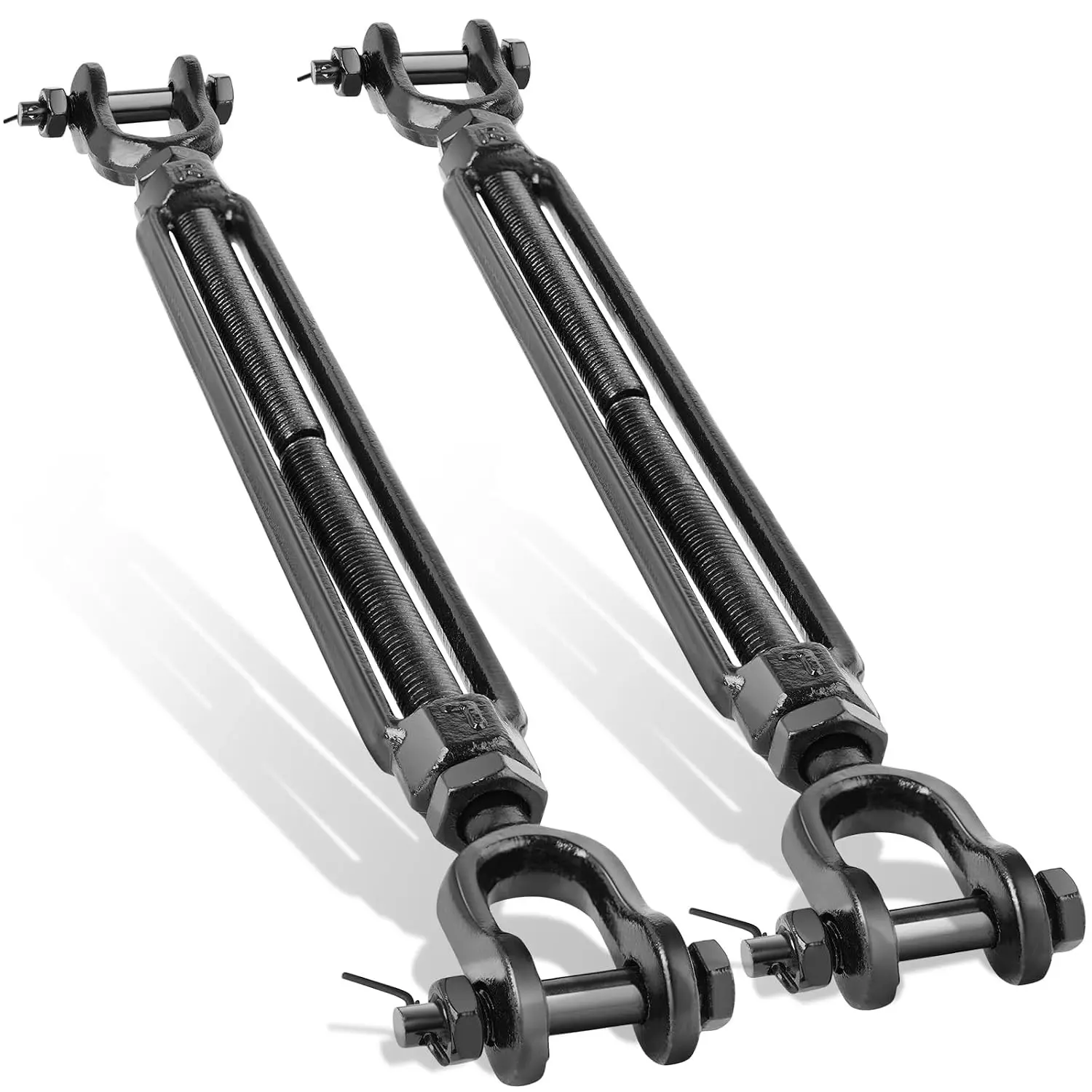 1/2" Heavy Duty Turnbuckle Ultra Large Jaw & Jaw Turnbuckle, 2205 Lbs Working Load Limit, Black Turnbuckles Tensioner for Cables Wire Rope, Anti Sag Gate Kit, Yard Zipline, Shade Sail