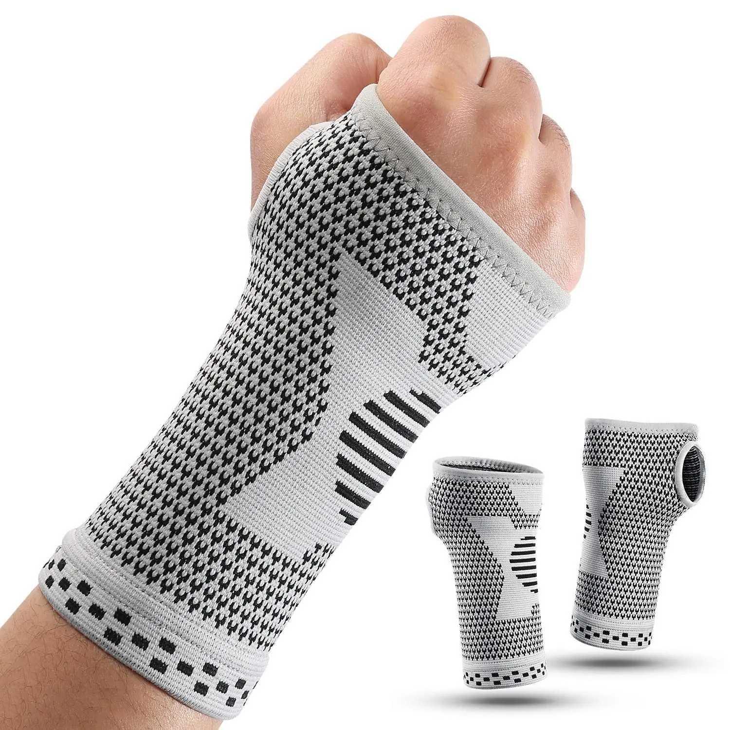 2pcs Sports Wrist Guards, Compression Support Breathable Sweat-Wicking Sleeves, Ideal for Fitness Basketball Badminton, Breathable Wrist Brace