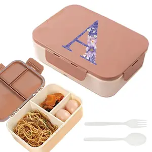 Letter Pattern High Quality Plastic Lunch Box with Cutlery, Large Capacity Compartment Durable Bento Box with Lid, Leak Proof Food Container with Fork & Spoon for School Camping Office, Leakproof Lunch Box, Leakproof Lunchbox