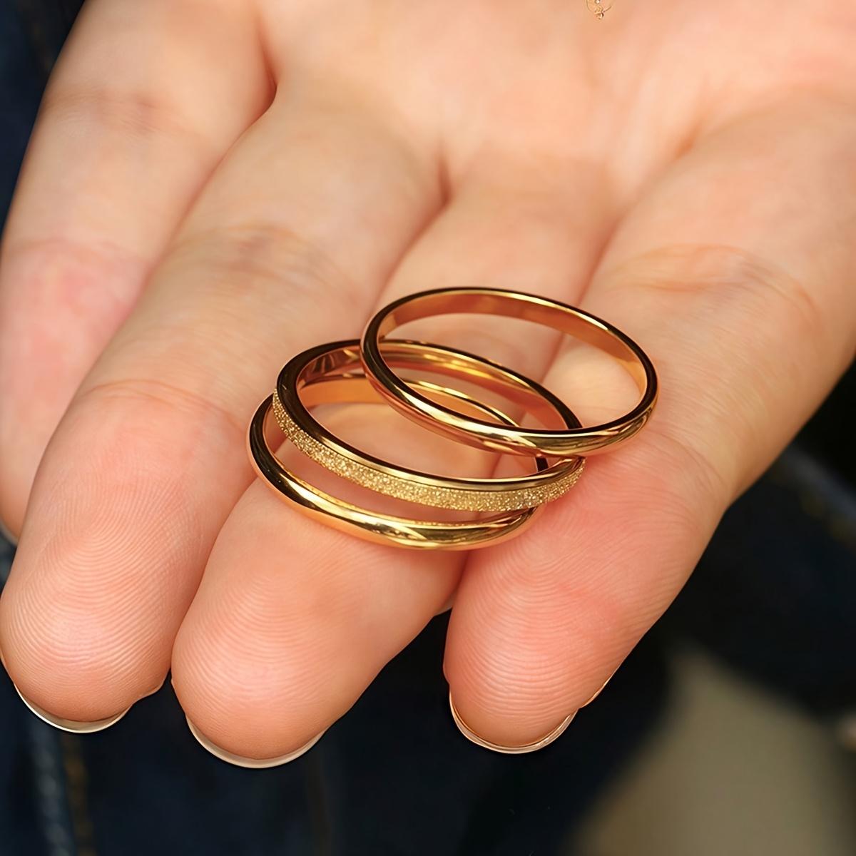 3PC Stacking Women's Rings, Elegant Minimalist Band Rings for Gifting, Weddings & Daily, Durable & Tarnish-Free,Mother's Day Valentine's Day