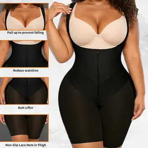 Plus-size one-piece shapewear for women, cross-border mesh zipper tummy control, butt-lifting, waist-slimming body shaper, shaping bodysuit
