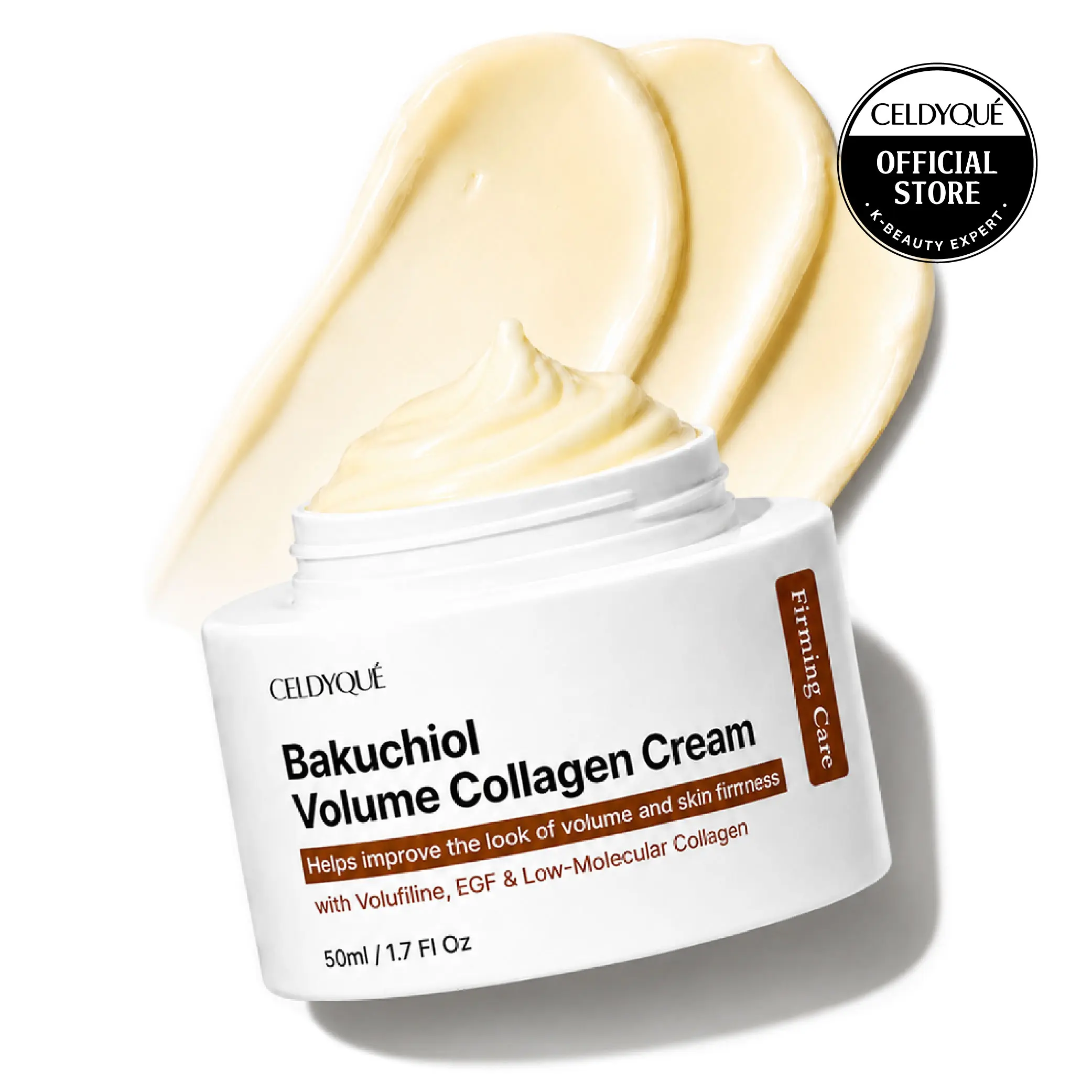 [CELDYQUE] Bakuchiol Volume Collagen Cream for Plumper, Firmer-Looking Skin | Volufiline, EGF, Low-Molecular Collagen & Snail Mucin, 1.7 fl oz