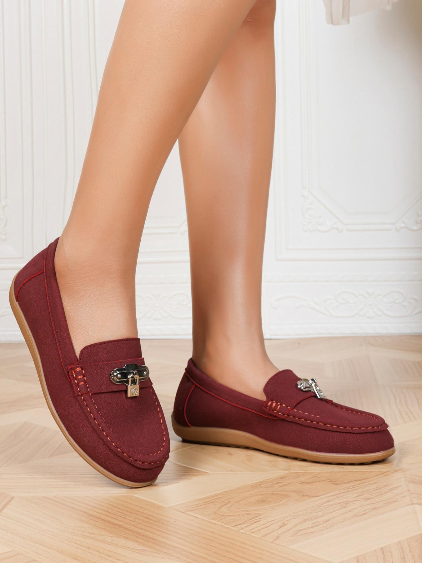 Women's Casual Sporty-On Low-Top Shoes, Lightweight Comfortable Fashion Round-Toe PU Leather Shoes with Decoration, On Style Women's Casual Sporty-On Low-Top Shoes, Lightweight Comfortable Fashion Round-Toe PU Leather Shoes with Decoration, On Style