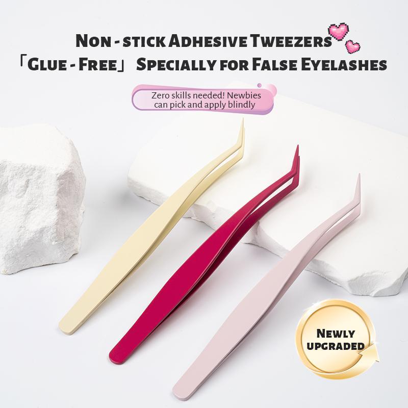 Nano Anti-Stick Eyelash Extension Tweezers, Professional Lash Extender for Girls & Women, Beginner Friendly Smooth Straight & Curved Tweezers