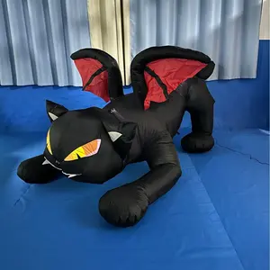 Halloween Inflatable Cat with LED Lights, Creepy Spooky Yard Decoration, Fast Inflation, Durable Weather-Resistant Fabric