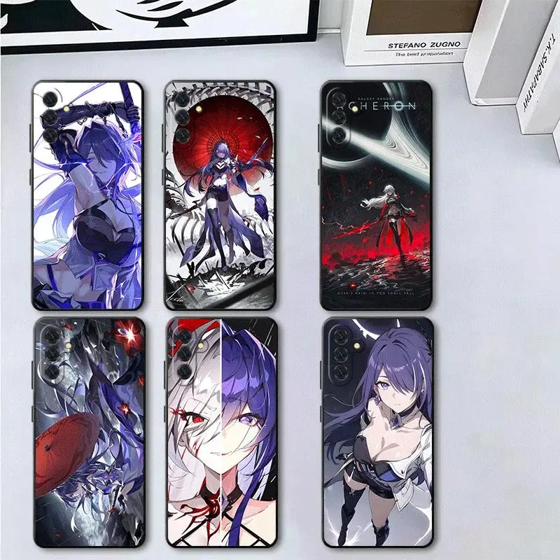 Honkai Star Rail Acheron Anime Soft Phone Case For iPhone 11-17 Pro Max/Plus & Samsung Galaxy S23-S25 Protective Black Cover