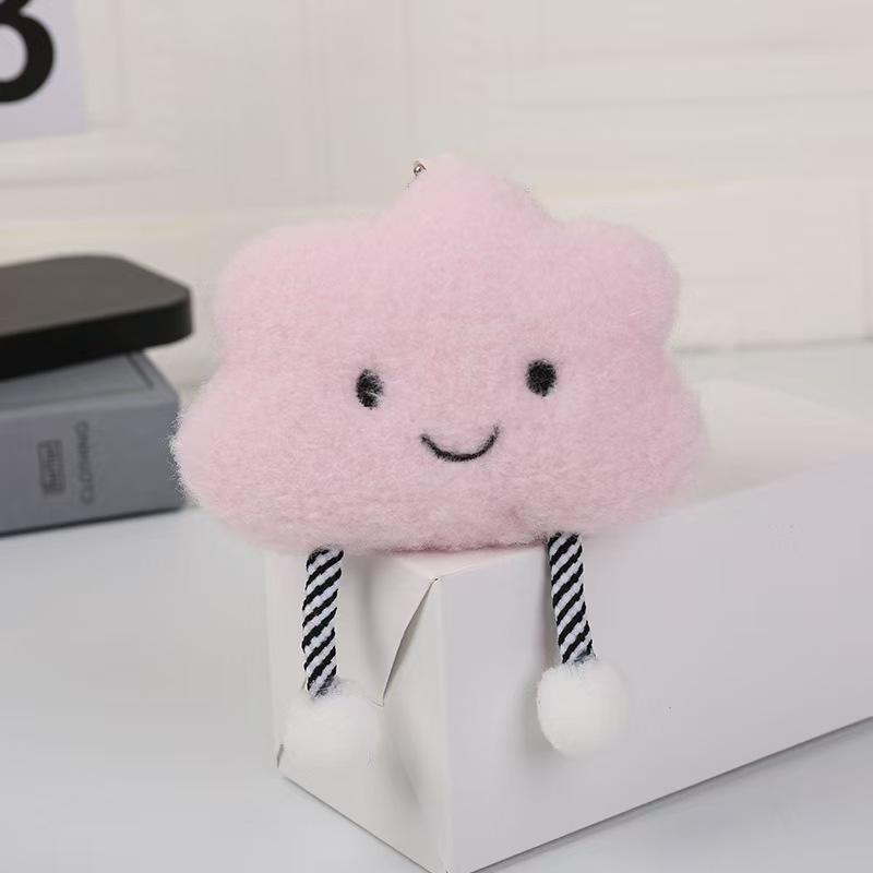 Cute And Creative Cloud Pom-Pom Cartoon Plush Toy Pendant, Smiley Face Fabric Decoration, DIY Accessory Hanging Ornament