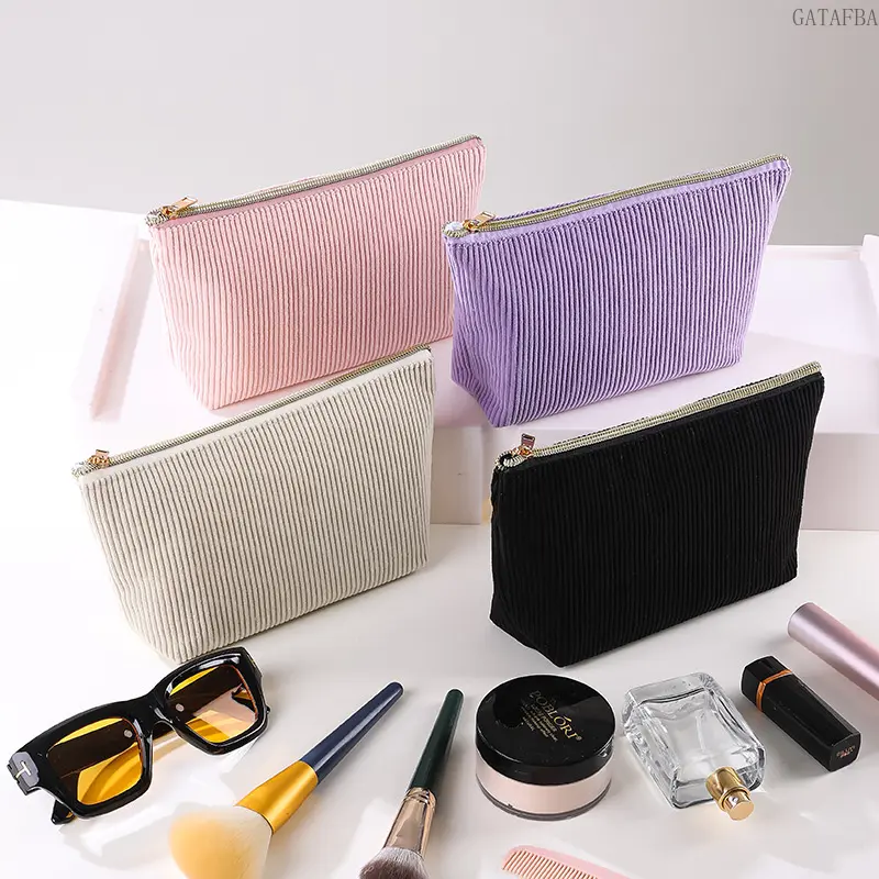 Large capacity corduroy cosmetic bag, zipper wash pouch, minimalist storage bag to hold all cosmetics,back to school,back to school haul