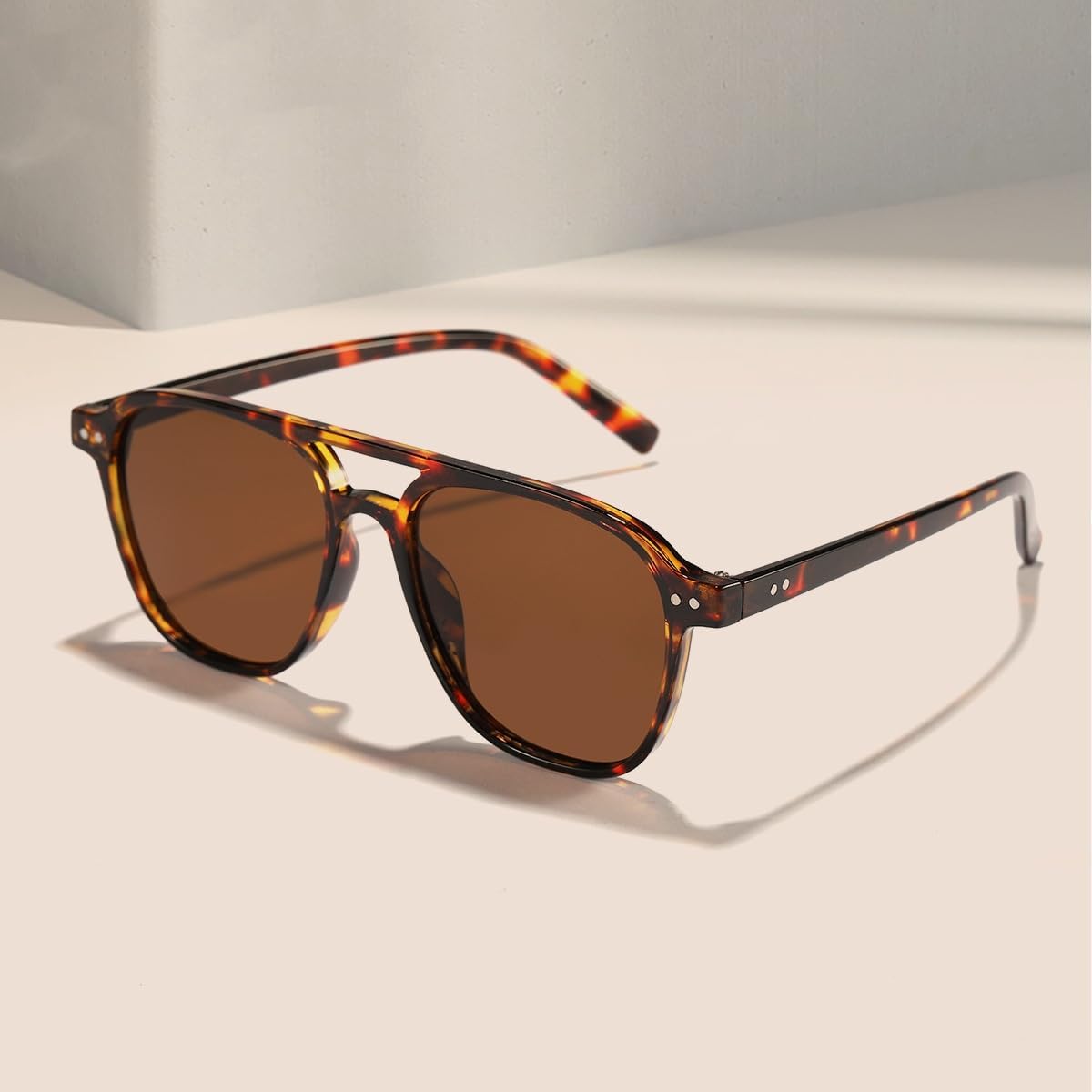 Retro Square Aviator Sunglasses Women Men 70s Trendy Plastic 